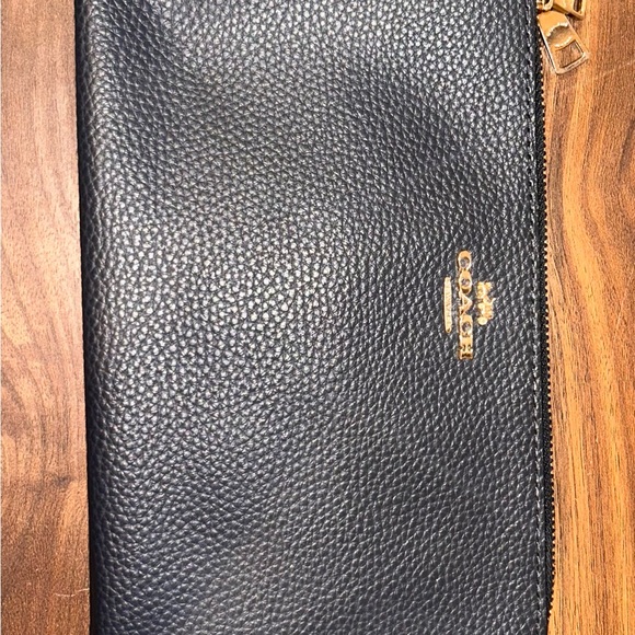Navy Leather Coach wristlet - Picture 2 of 4